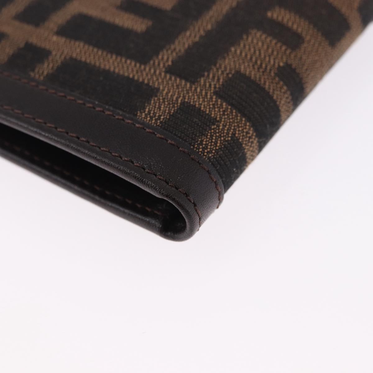 FENDI Zucca Canvas Bifold Wallet Black Brown Auth 195739V