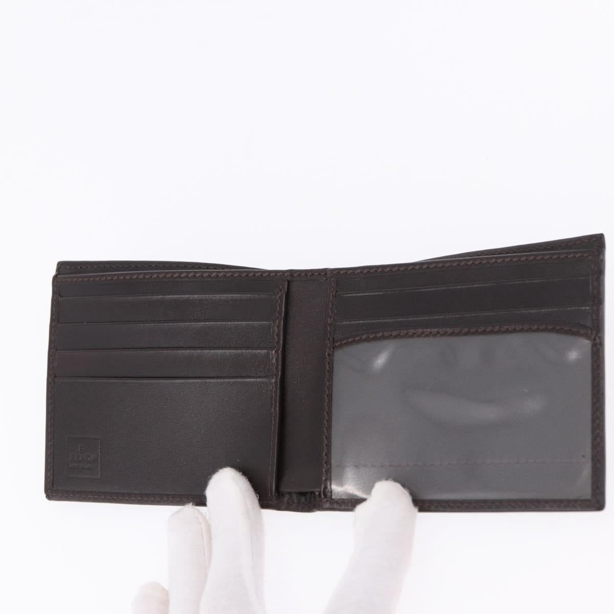 FENDI Zucca Canvas Bifold Wallet Black Brown Auth 195739V