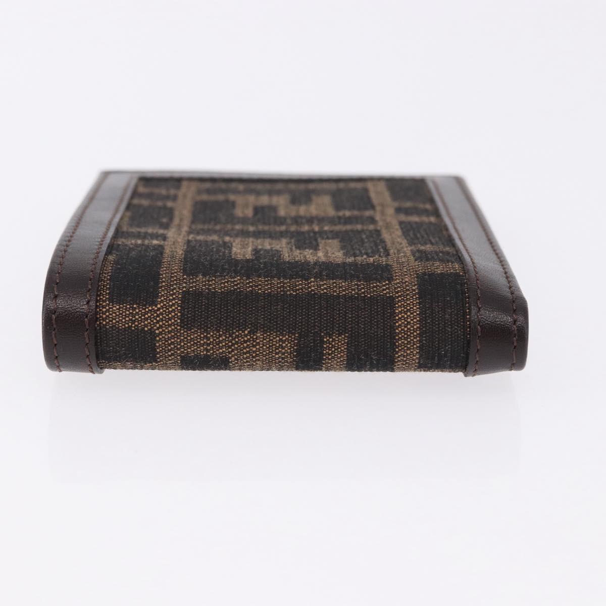 FENDI Zucca Canvas Bifold Wallet Black Brown Auth 195739V