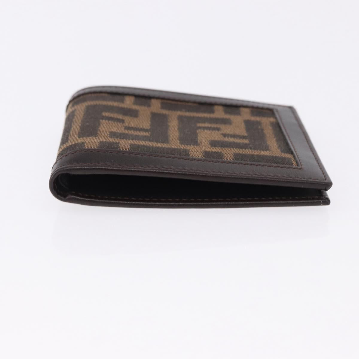 FENDI Zucca Canvas Bifold Wallet Black Brown Auth 195739V