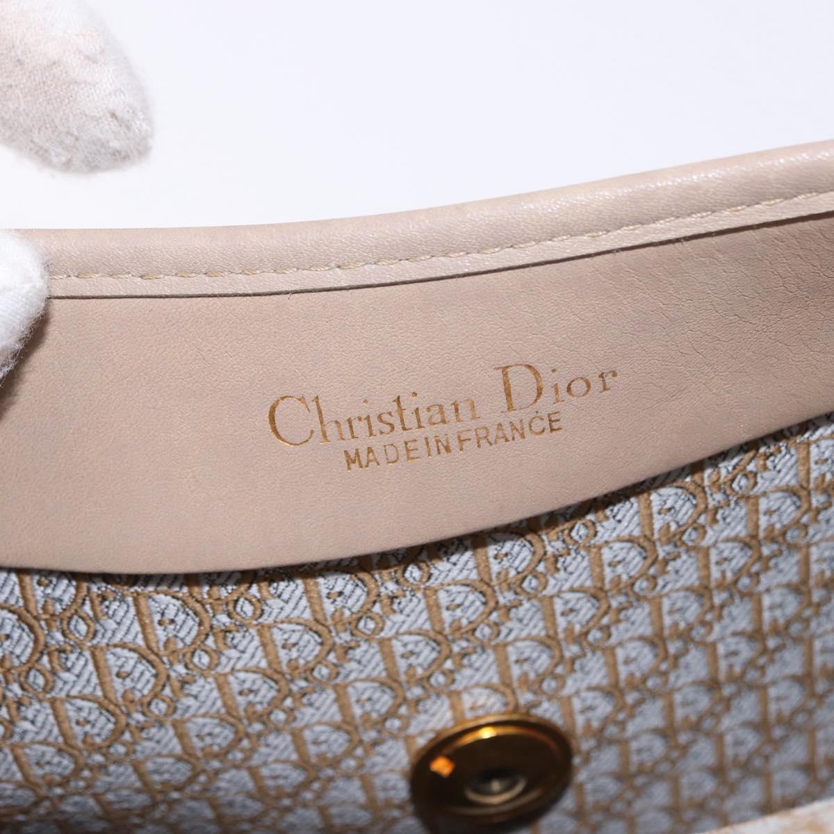 Christian Dior Shoulder Bag Suede Beige Gold Auth 195741