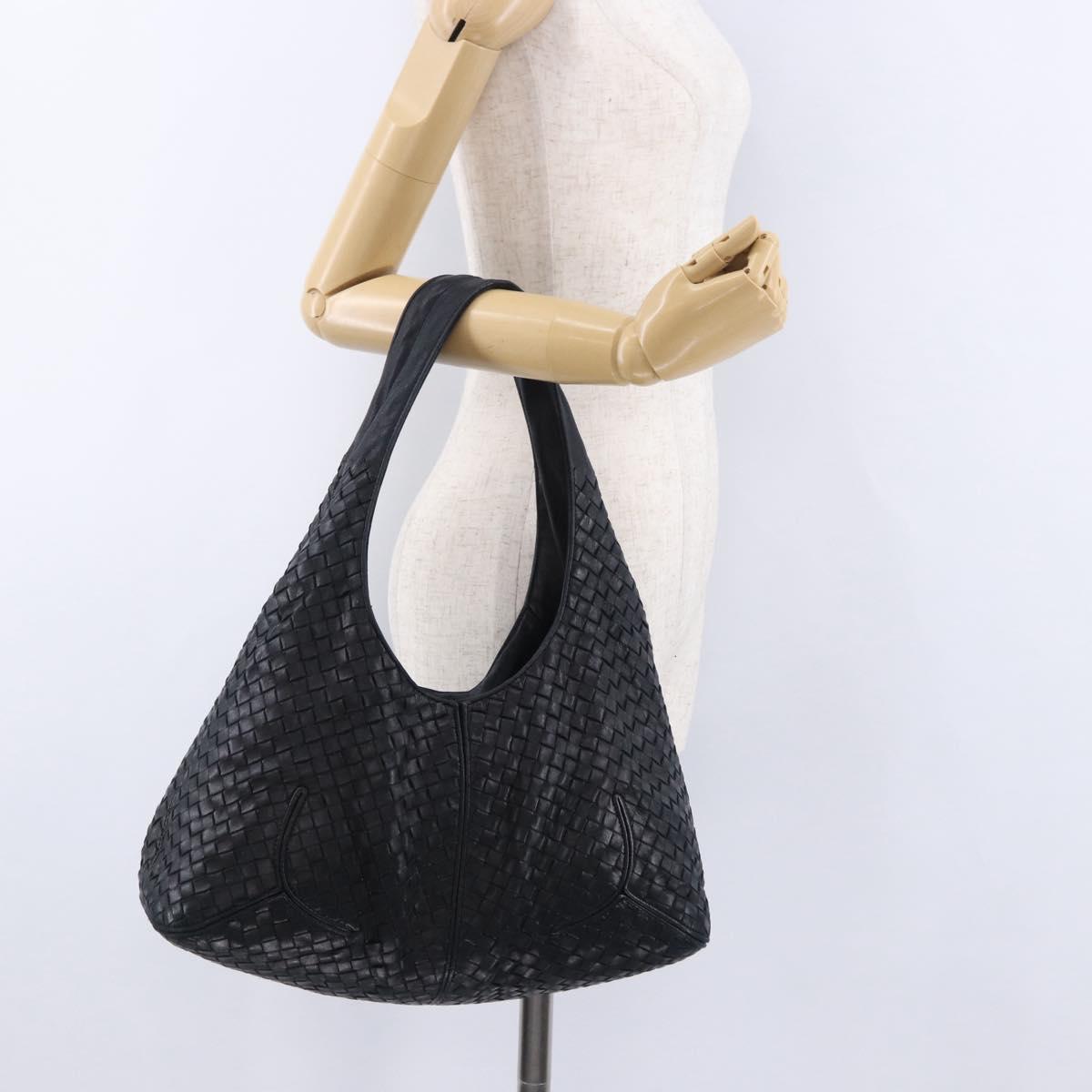 BOTTEGA VENETA INTRECCIATO Shoulder Bag Leather Black 145552 Auth 195745V