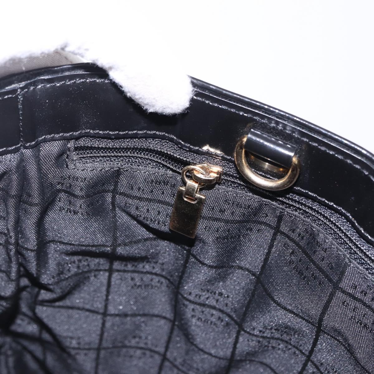 CELINE Macadam Canvas Hand Bag Vinyl Brown Gold Auth 195746