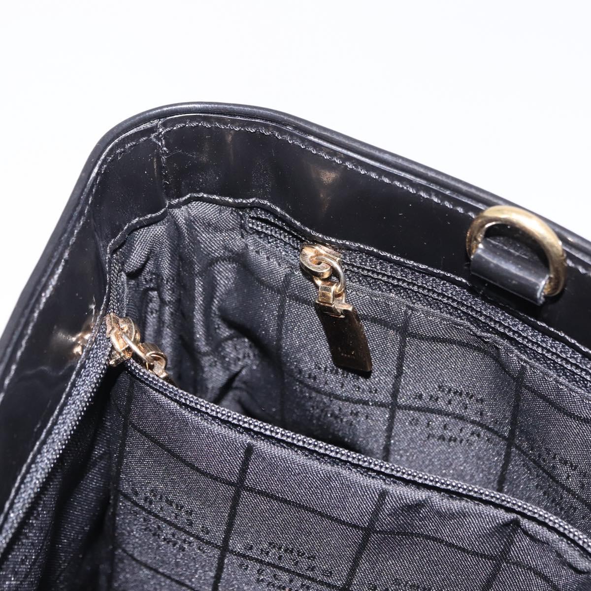 CELINE Macadam Canvas Hand Bag Vinyl Brown Gold Auth 195746
