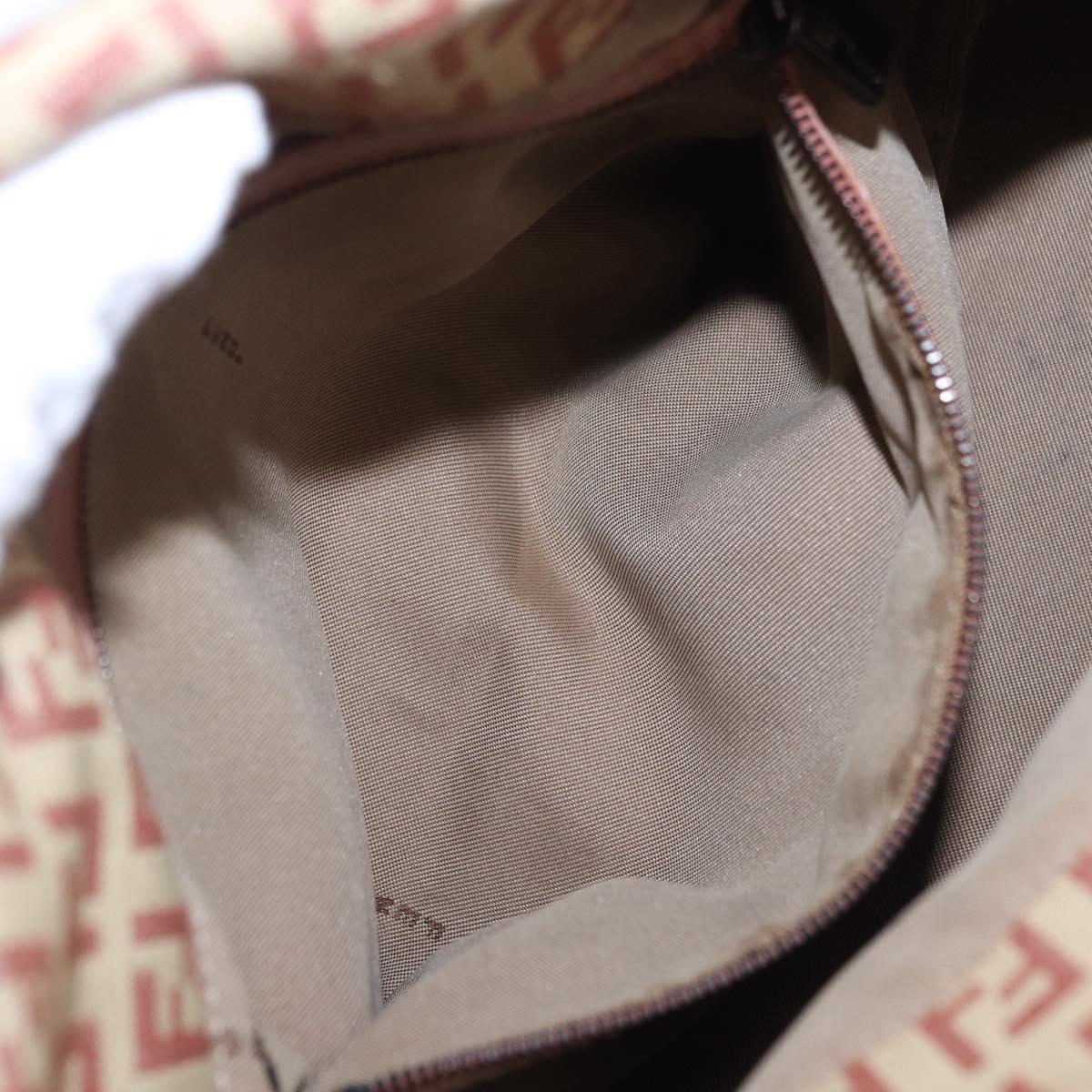 FENDI Zucchino Canvas Mamma Baguette Shoulder Bag Pink Silver 8BR001 195764A
