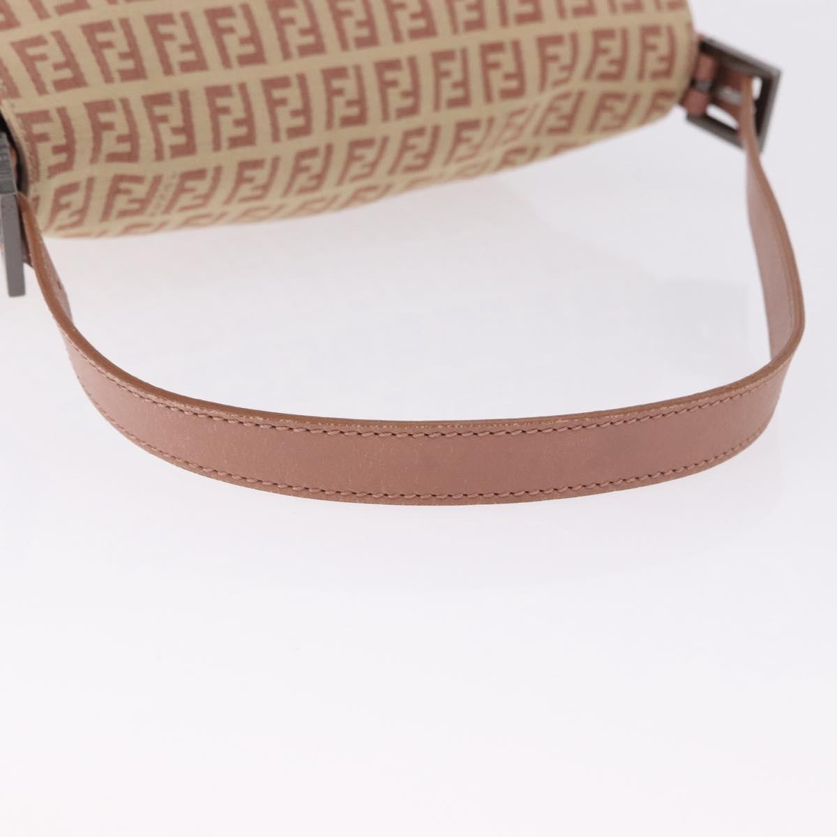 FENDI Zucchino Canvas Mamma Baguette Shoulder Bag Pink Silver 8BR001 195764A