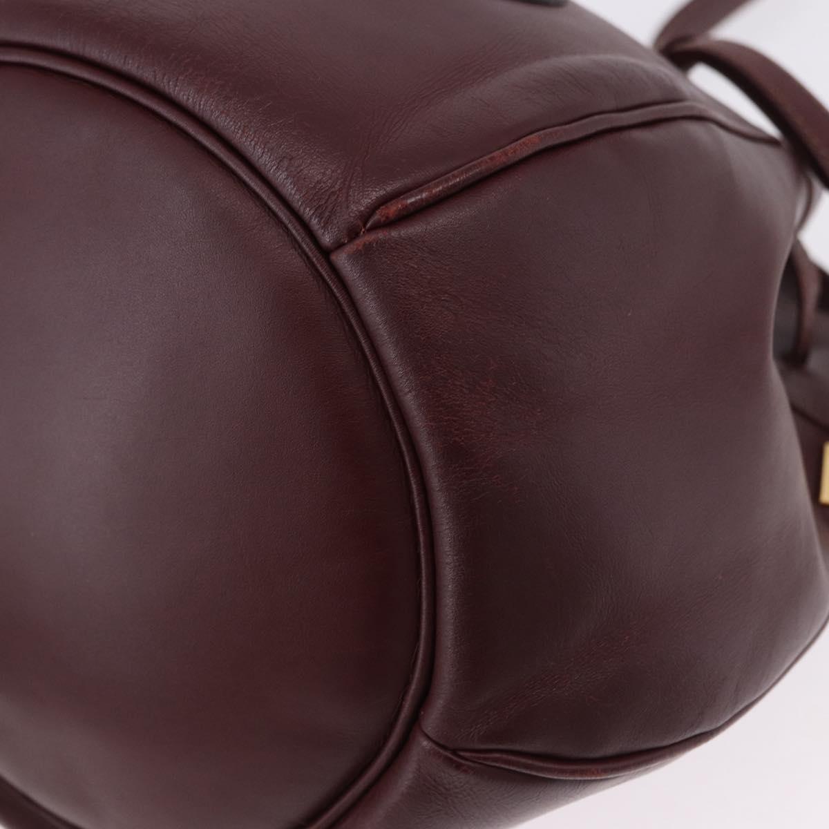 CARTIER Must Line Shoulder Bag Leather Bordeaux Gold Tone Auth 195766