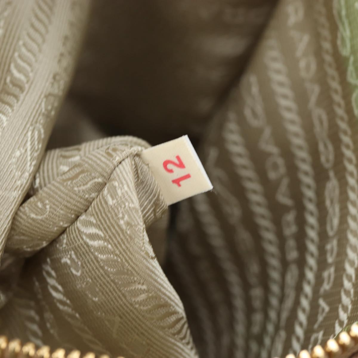 PRADA Tote Bag Leather Beige Gold Tone Auth 195767V