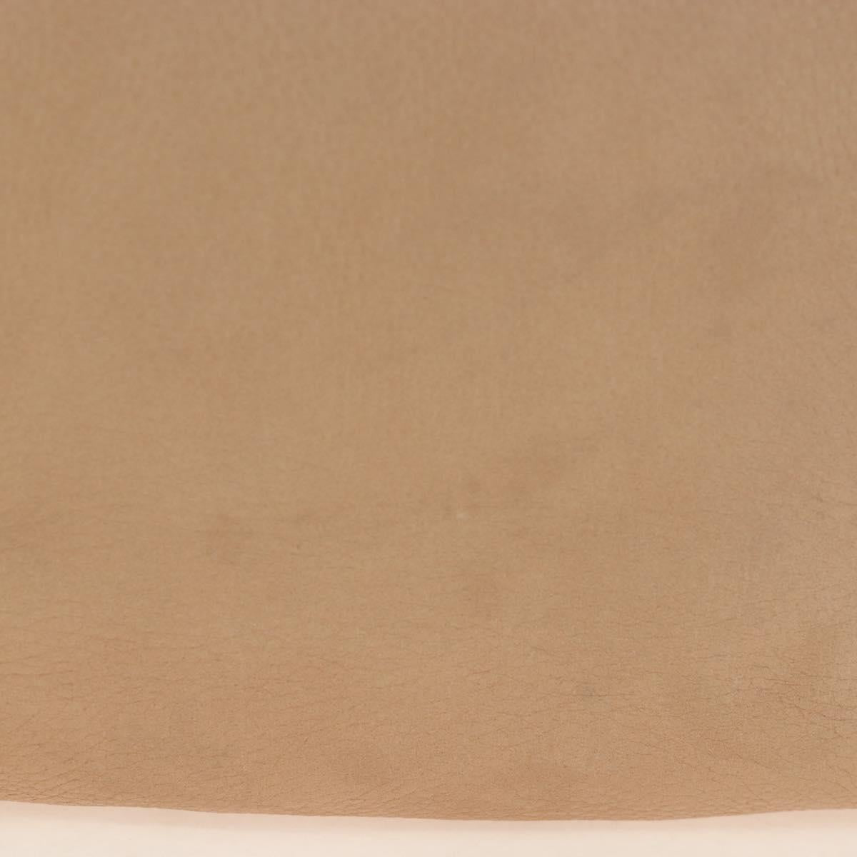 PRADA Tote Bag Leather Beige Gold Tone Auth 195767V