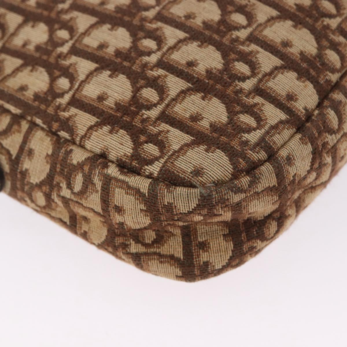 Christian Dior Trotter Canvas Shoulder Bag Brown Gold Tone Auth 195770A