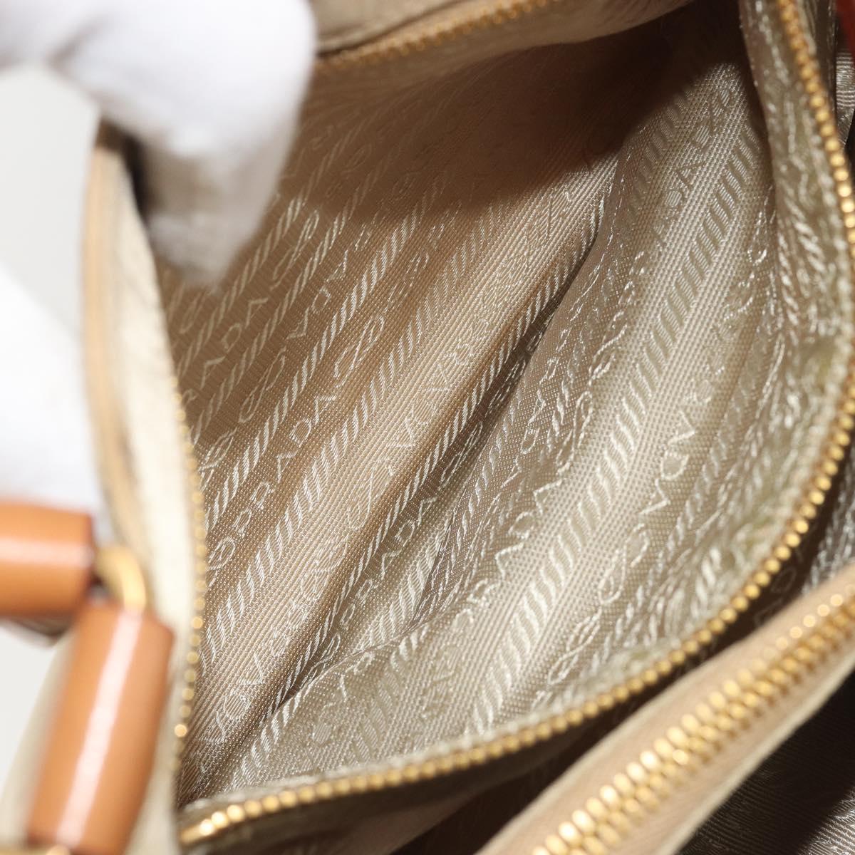 PRADA Tote Bag Nylon Beige Gold Auth 195771V