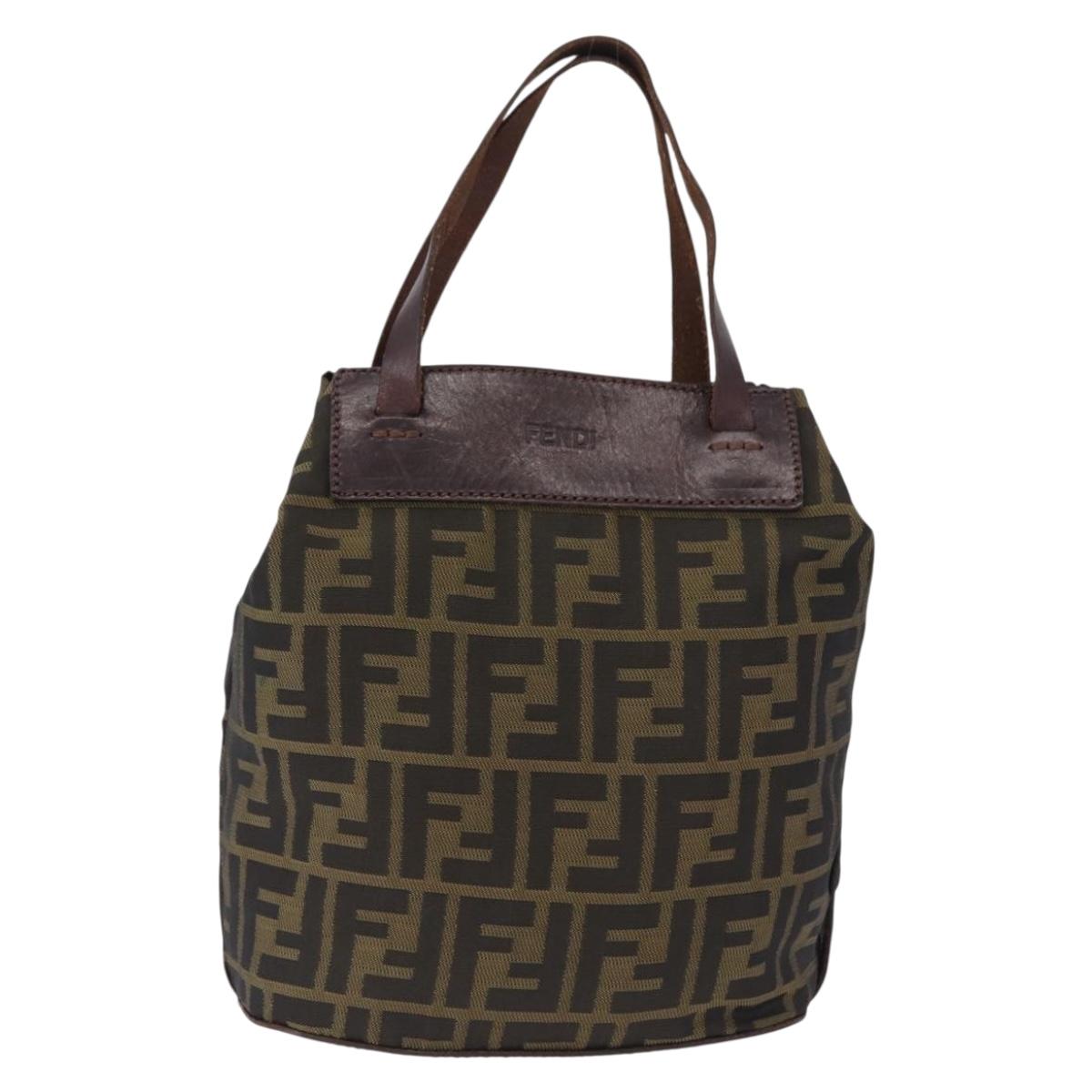 FENDI Zucca Canvas Hand Bag Brown Auth 195772