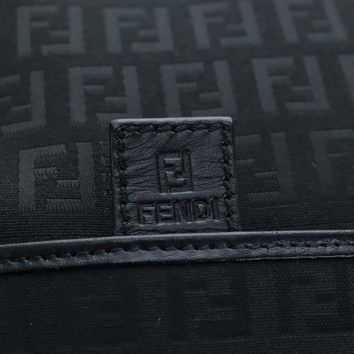 FENDI Zucchino Canvas Shoulder Bag Black Silver 8BT151 Auth 195776V