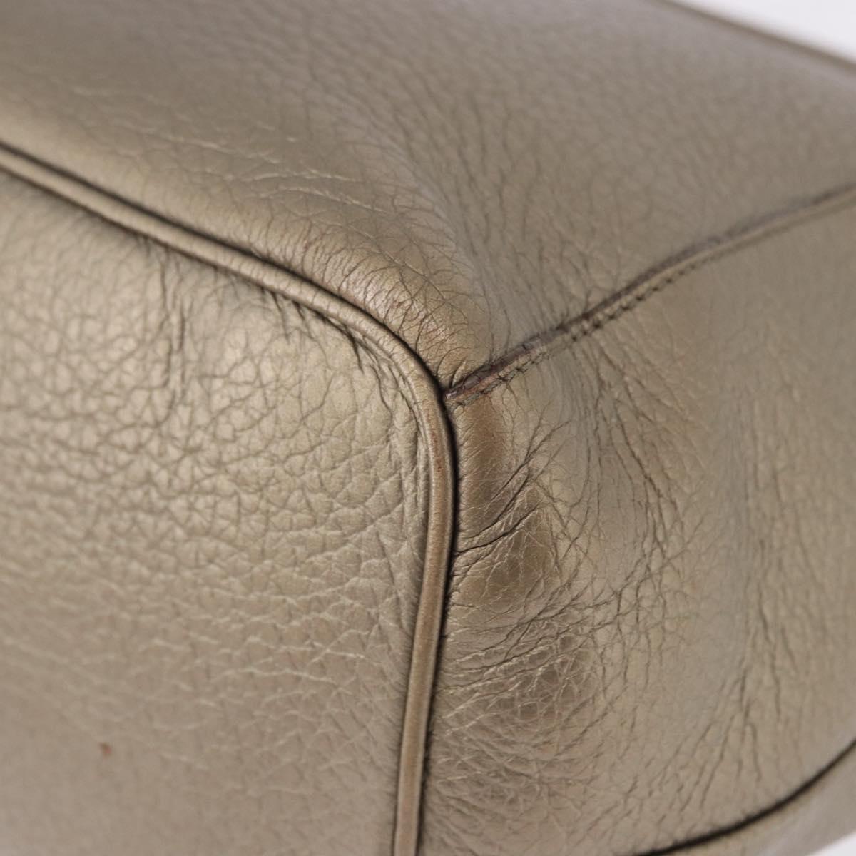 LOEWE Tote Bag Leather Gold Tone Auth 195777V
