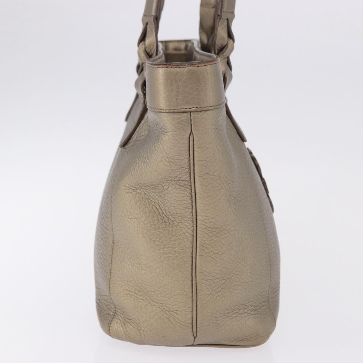 LOEWE Tote Bag Leather Gold Tone Auth 195777V