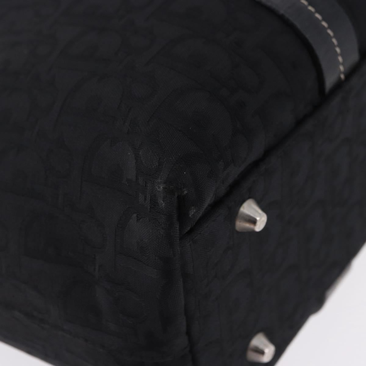Christian Dior Trotter Canvas Hand Bag Black Silver Auth 195785V