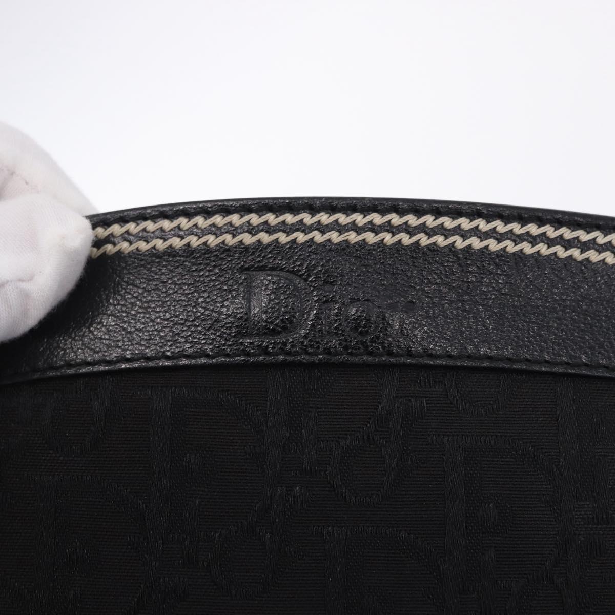 Christian Dior Trotter Canvas Hand Bag Black Silver Auth 195785V