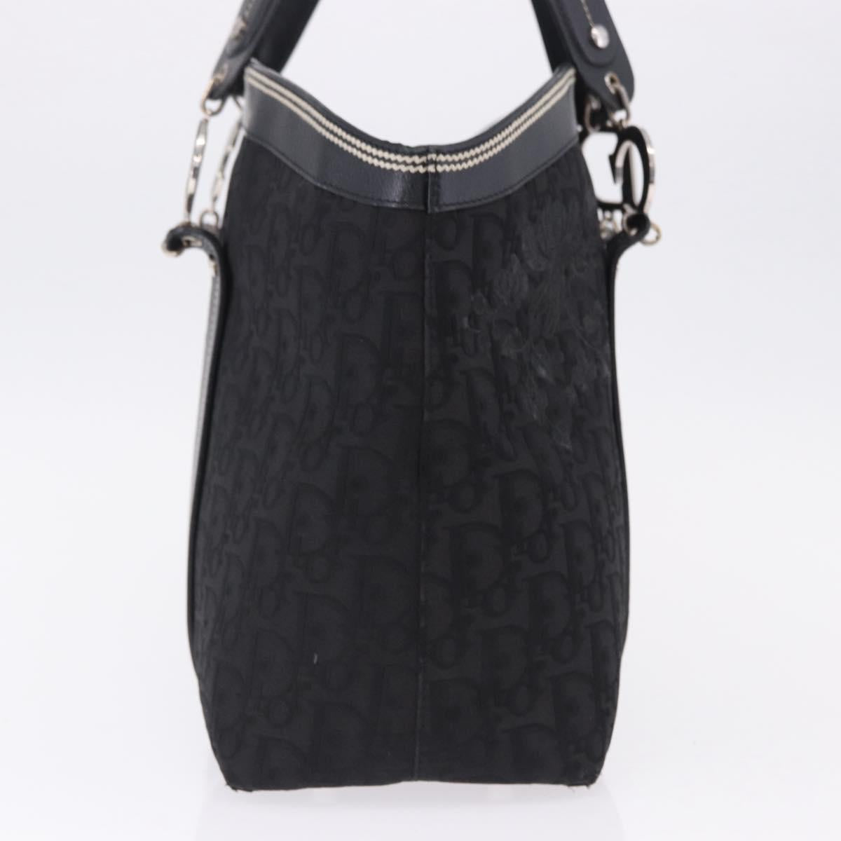 Christian Dior Trotter Canvas Hand Bag Black Silver Auth 195785V