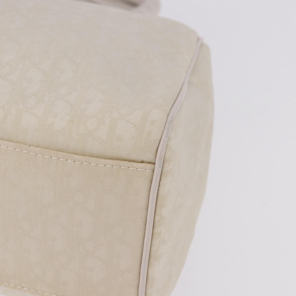 Christian Dior Trotter Canvas Hand Bag Ivory Silver Auth 195788V