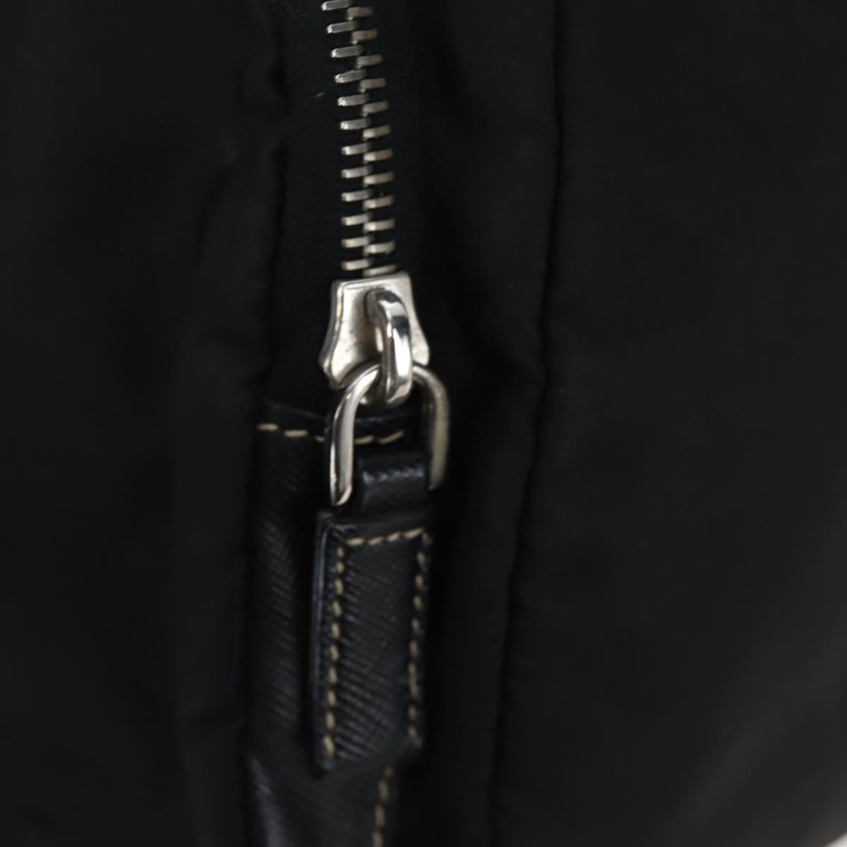 PRADA Nylon Shoulder Bag Black Silver Auth 195790V