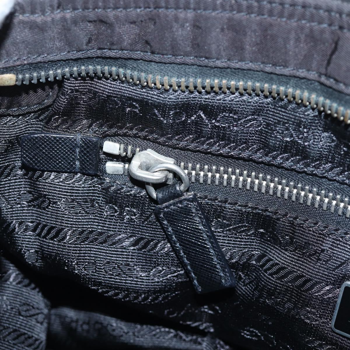 PRADA Nylon Shoulder Bag Black Silver Auth 195790V