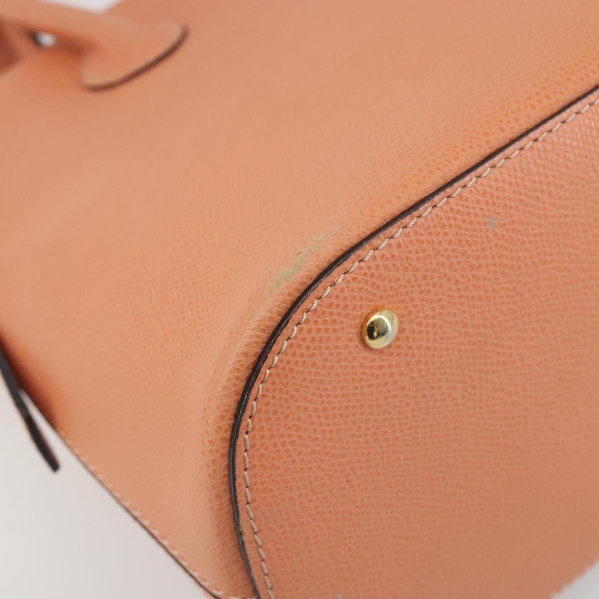 CELINE Hand Bag Leather 2way Orange Gold Tone Auth 195791A