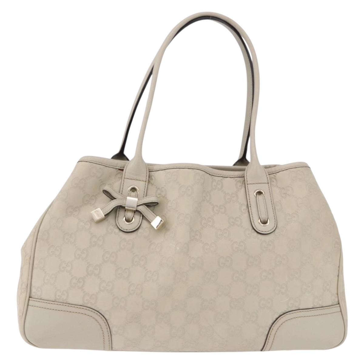 GUCCI GuccissimaGG Pretty Tote Bag Leather Ivory 163805 Auth 195794V