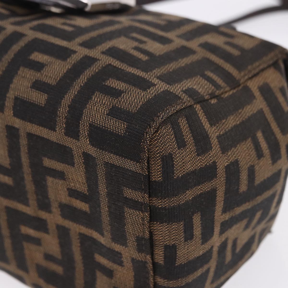 FENDI Zucca Canvas Mamma Baguette Hand Bag Brown Silver Auth 195795V