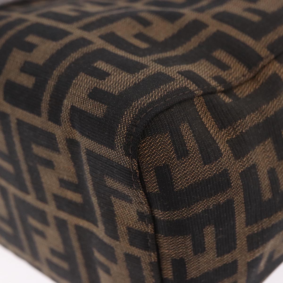 FENDI Zucca Canvas Mamma Baguette Hand Bag Brown Silver Auth 195795V