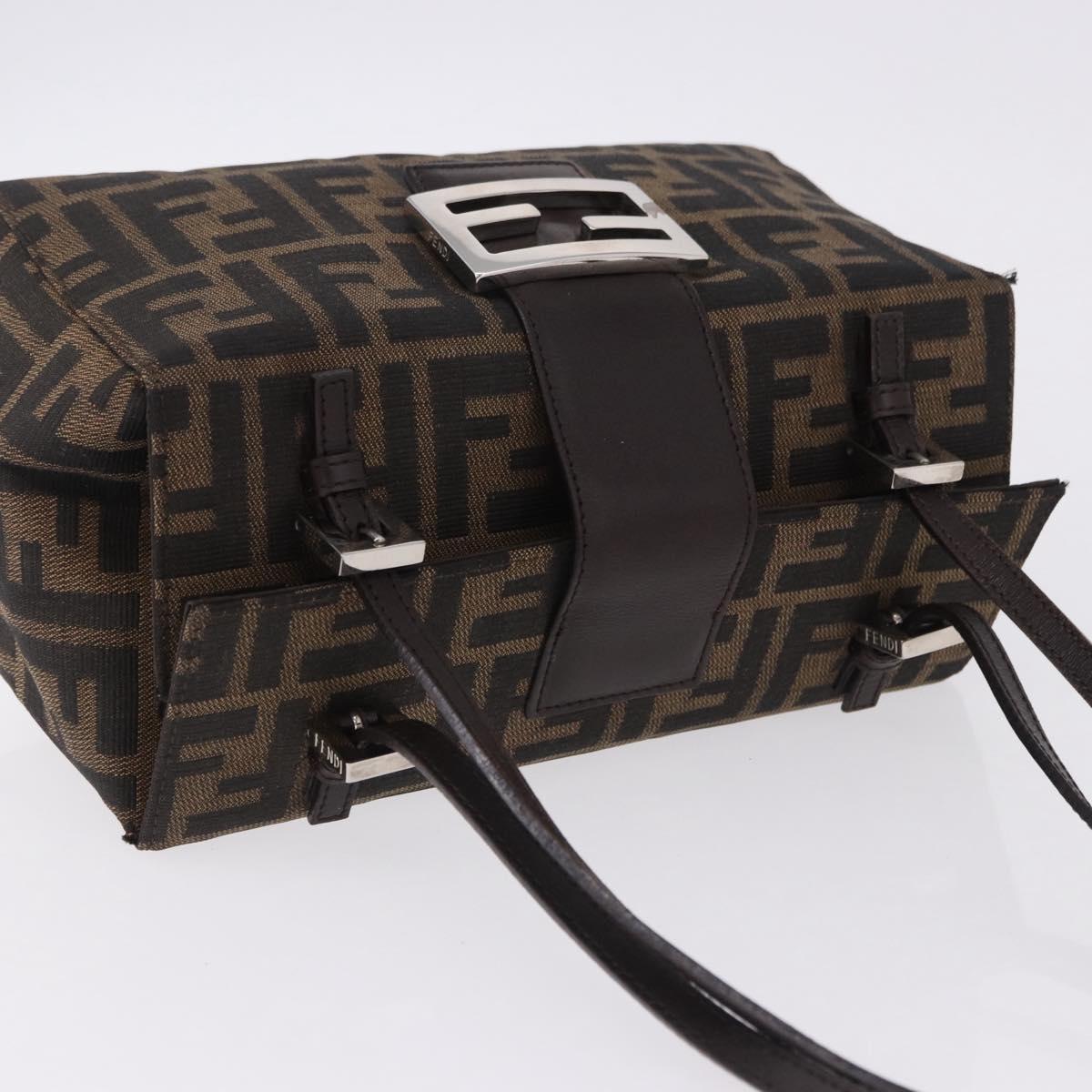 FENDI Zucca Canvas Mamma Baguette Hand Bag Brown Silver Auth 195795V
