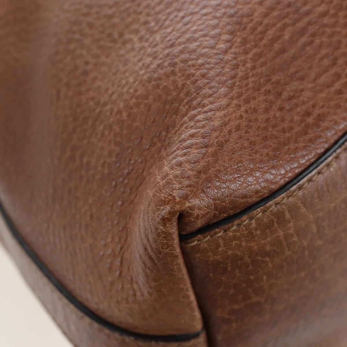GUCCI Interlocking Hand Bag Leather 2way Brown Silver 326514 Auth 195798V