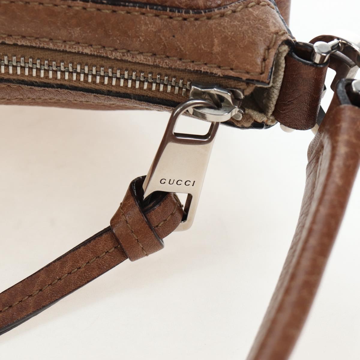 GUCCI Interlocking Hand Bag Leather 2way Brown Silver 326514 Auth 195798V