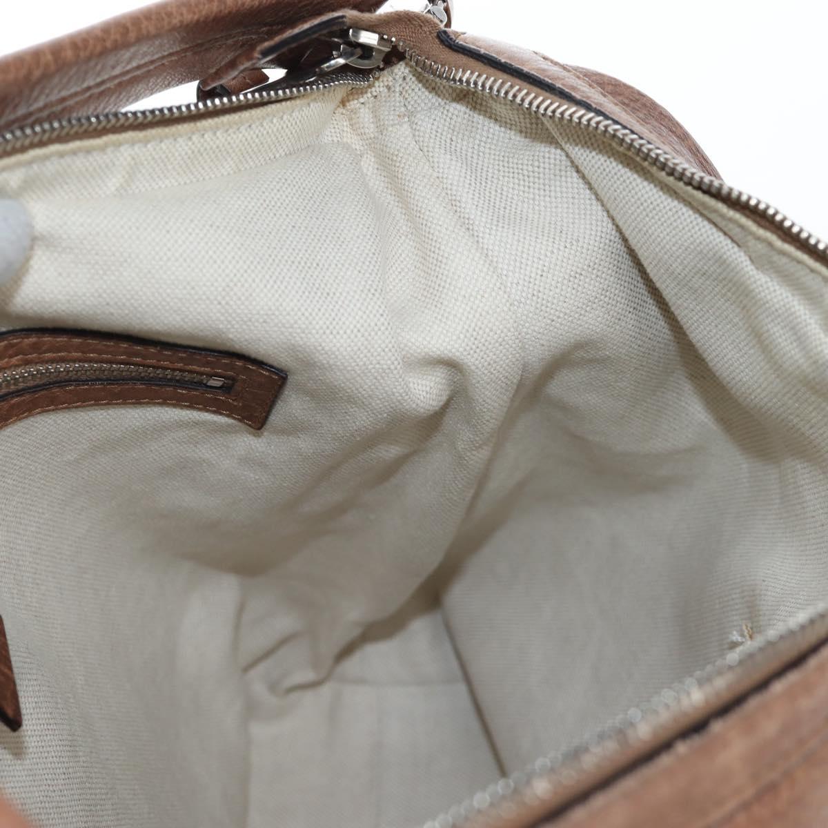 GUCCI Interlocking Hand Bag Leather 2way Brown Silver 326514 Auth 195798V