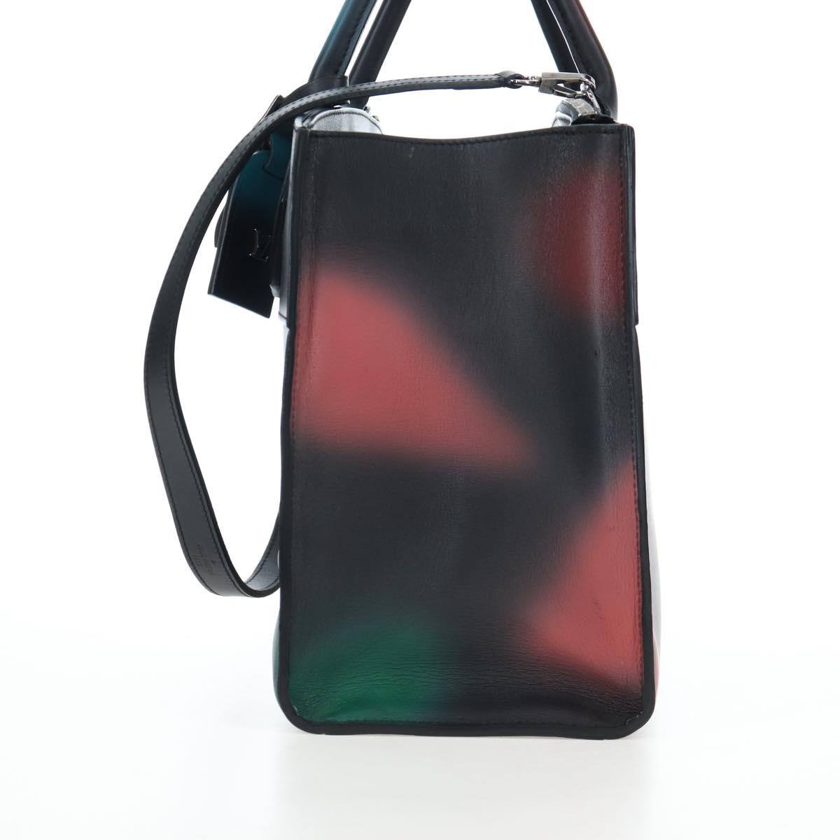 LOUIS VUITTON City Steamer MM Hand Bag Leather Black Silver LV Auth 195902SM
