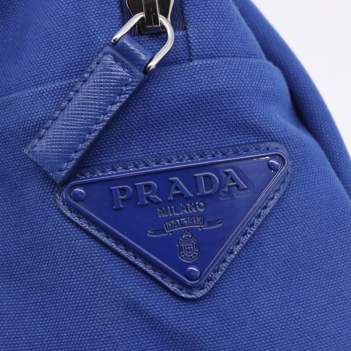 PRADA Shoulder Bag Canvas Blue Silver Auth 195903A
