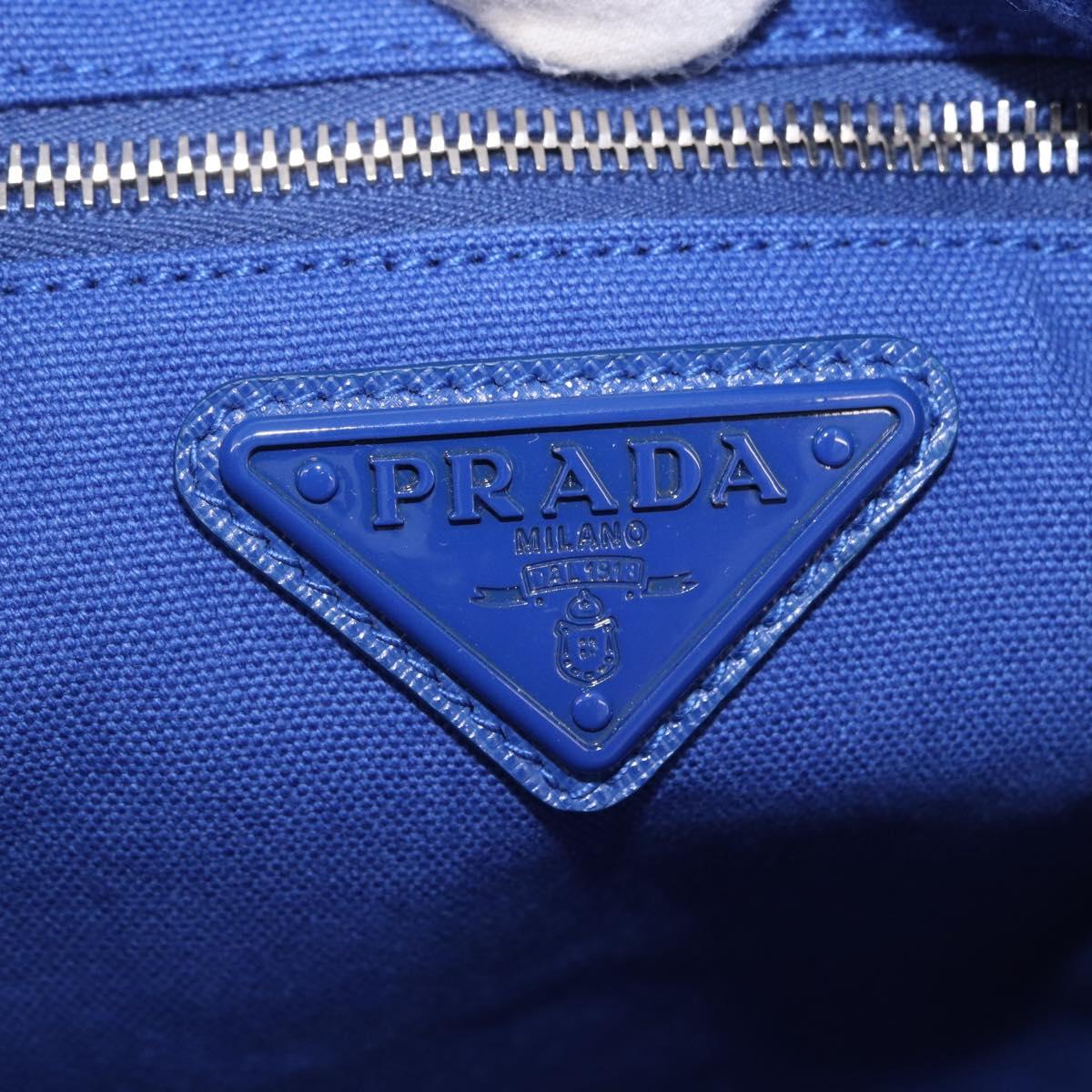 PRADA Shoulder Bag Canvas Blue Silver Auth 195903A
