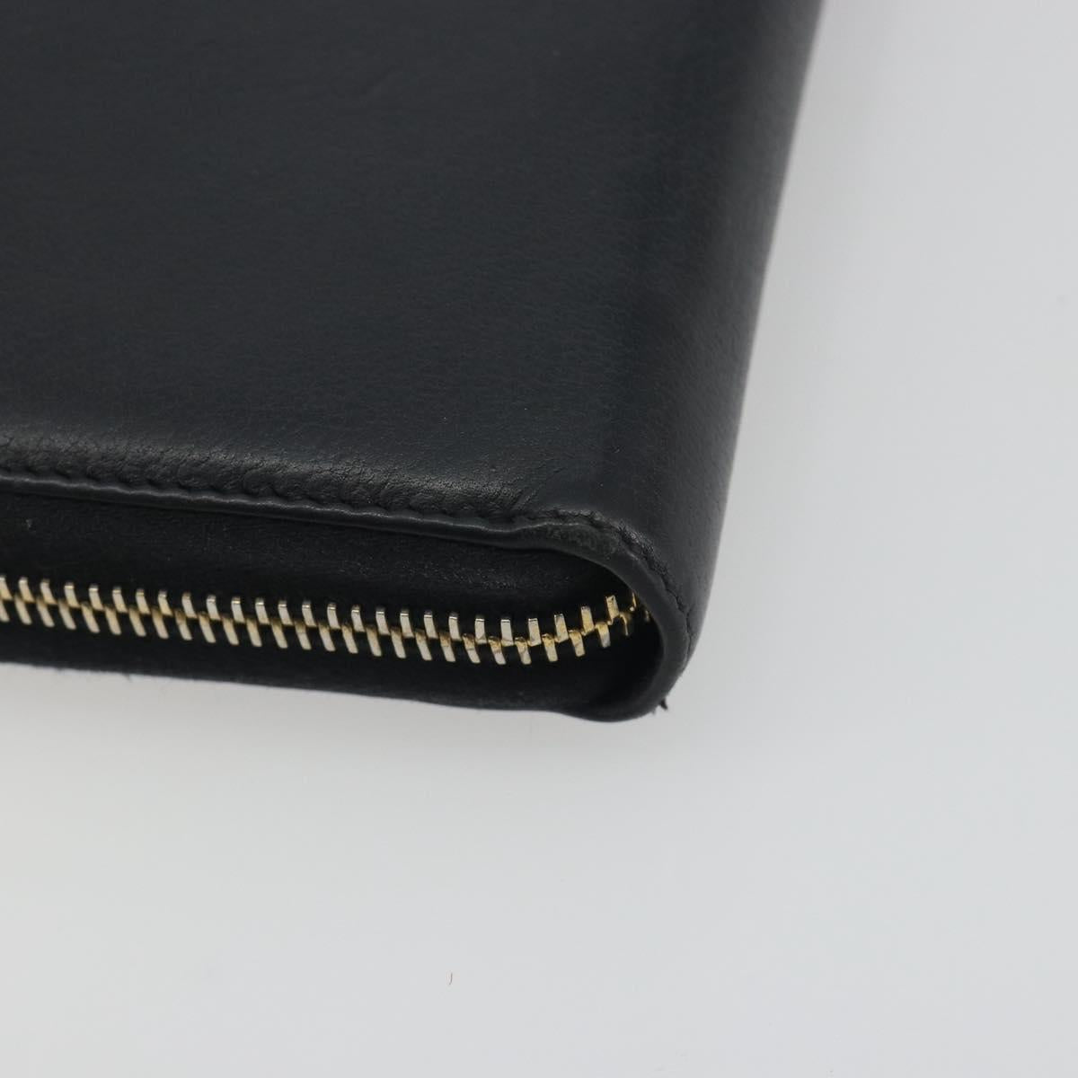 SAINT LAURENT Cassandra Long Wallet Leather Black Gold Auth 195906A
