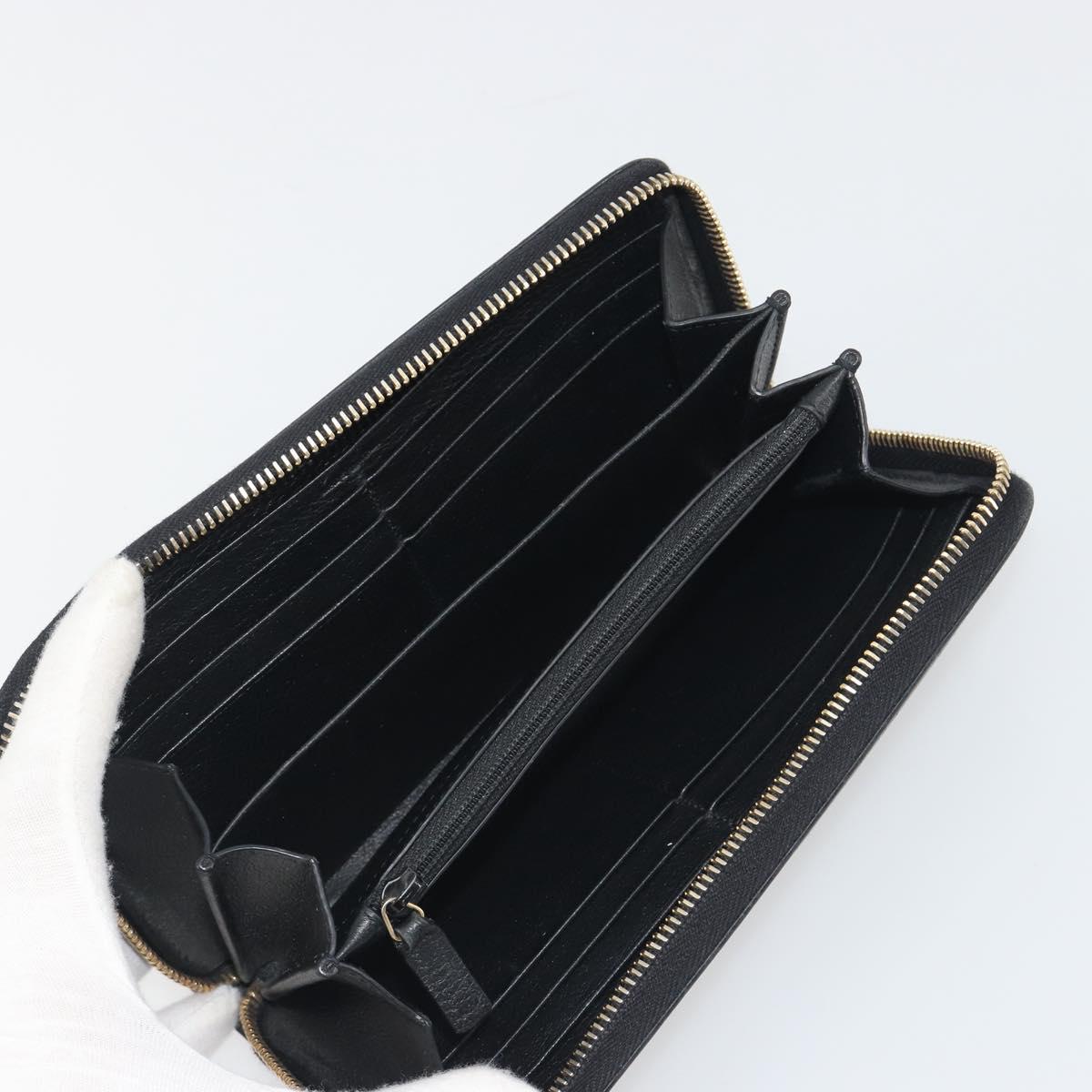 SAINT LAURENT Cassandra Long Wallet Leather Black Gold Auth 195906A