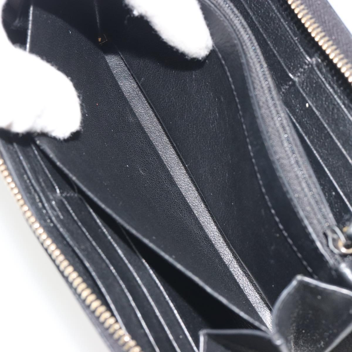 SAINT LAURENT Cassandra Long Wallet Leather Black Gold Auth 195906A