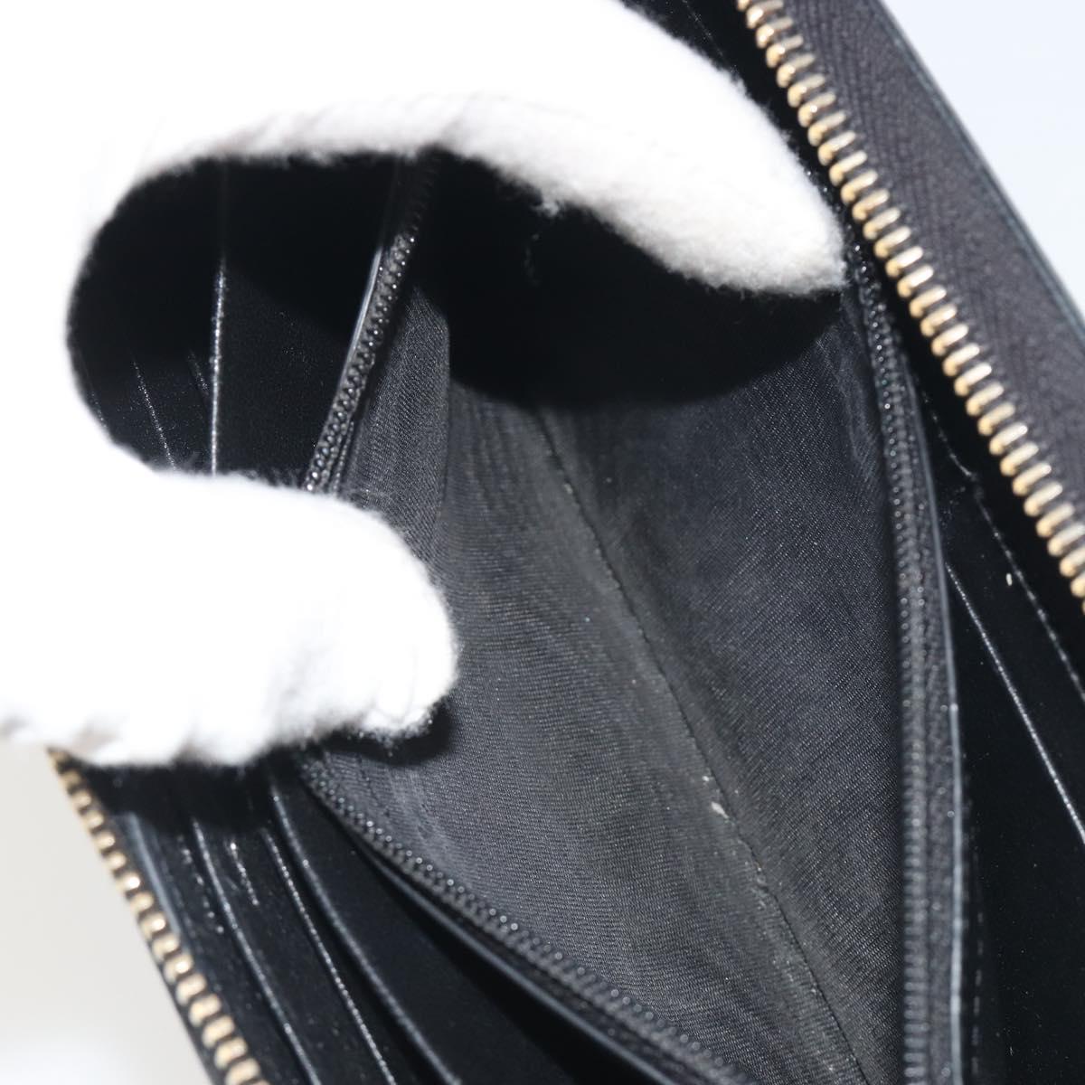 SAINT LAURENT Cassandra Long Wallet Leather Black Gold Auth 195906A