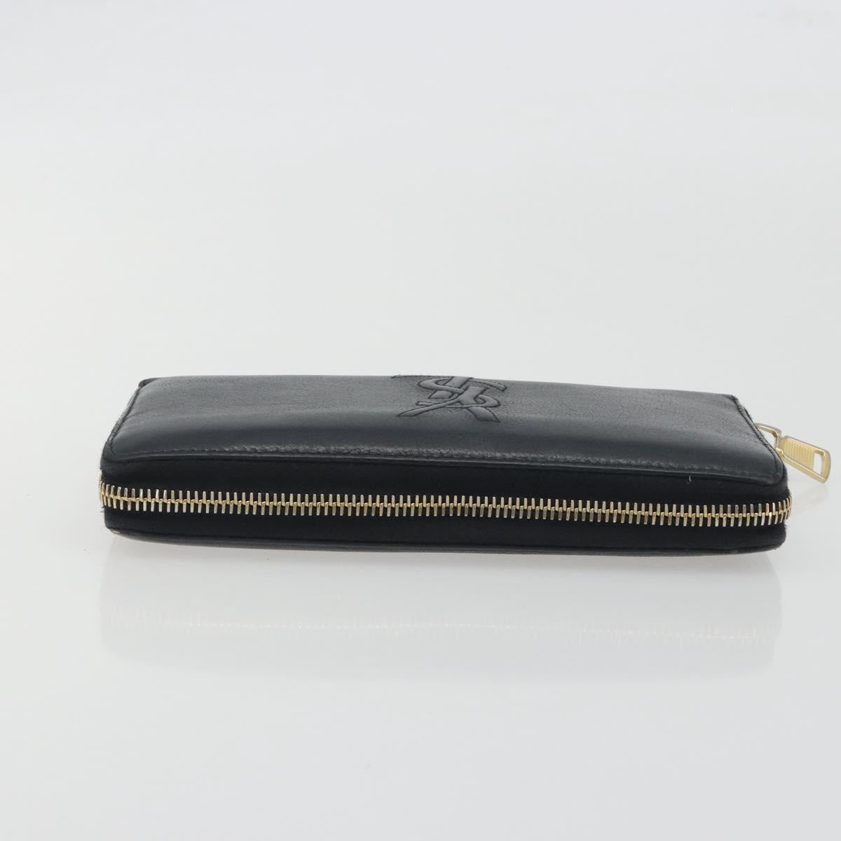 SAINT LAURENT Cassandra Long Wallet Leather Black Gold Auth 195906A
