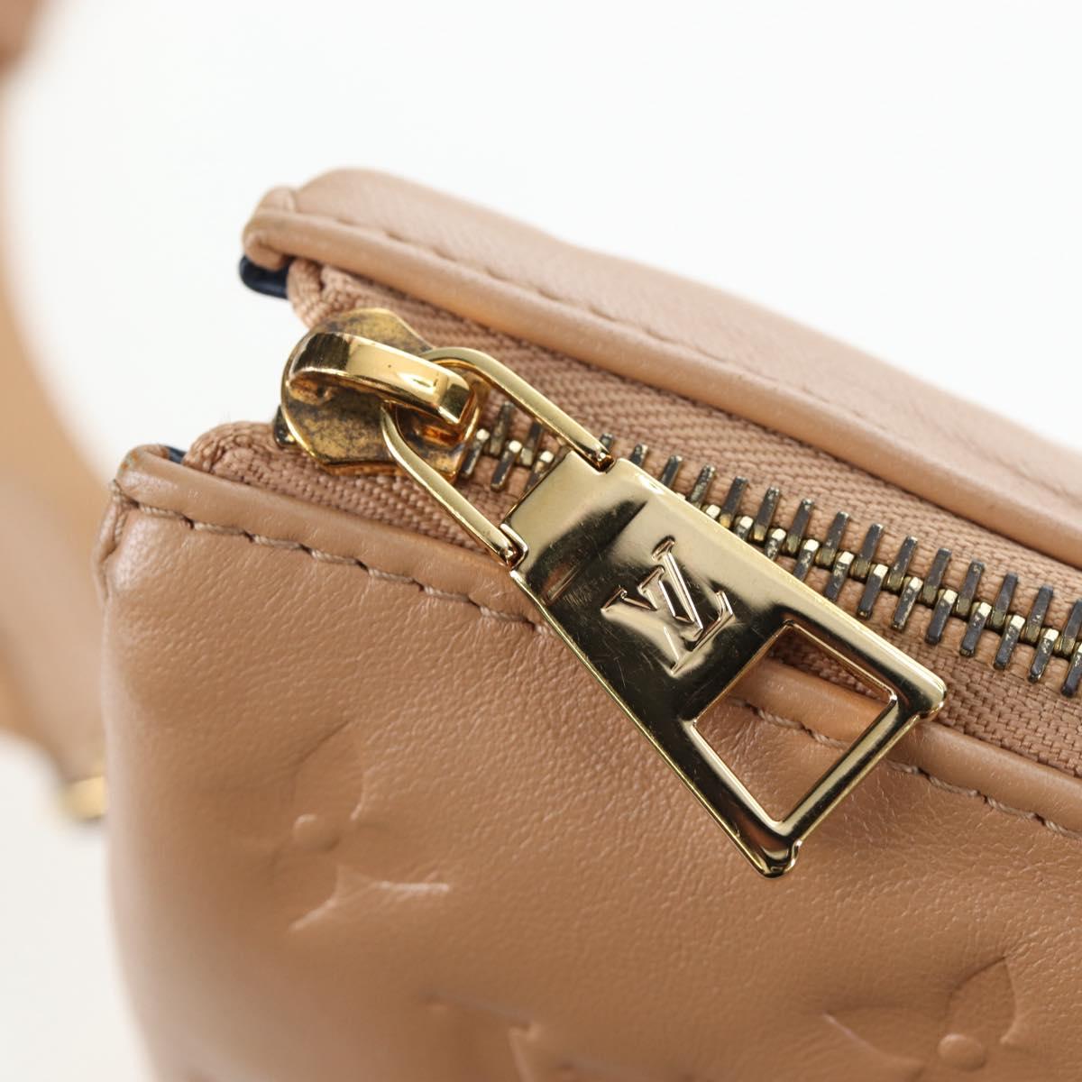 LOUIS VUITTON Monogram Emboss Kussan PM Shoulder Bag Taupe M21263 Auth 195912V