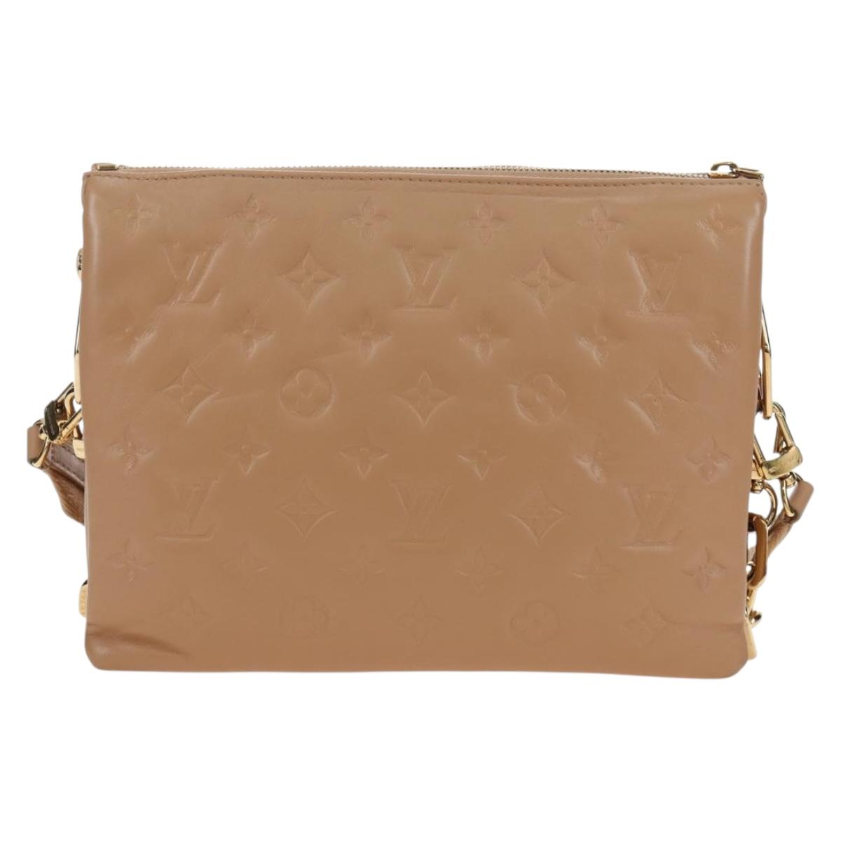 LOUIS VUITTON Monogram Emboss Kussan PM Shoulder Bag Taupe M21263 Auth 195912V