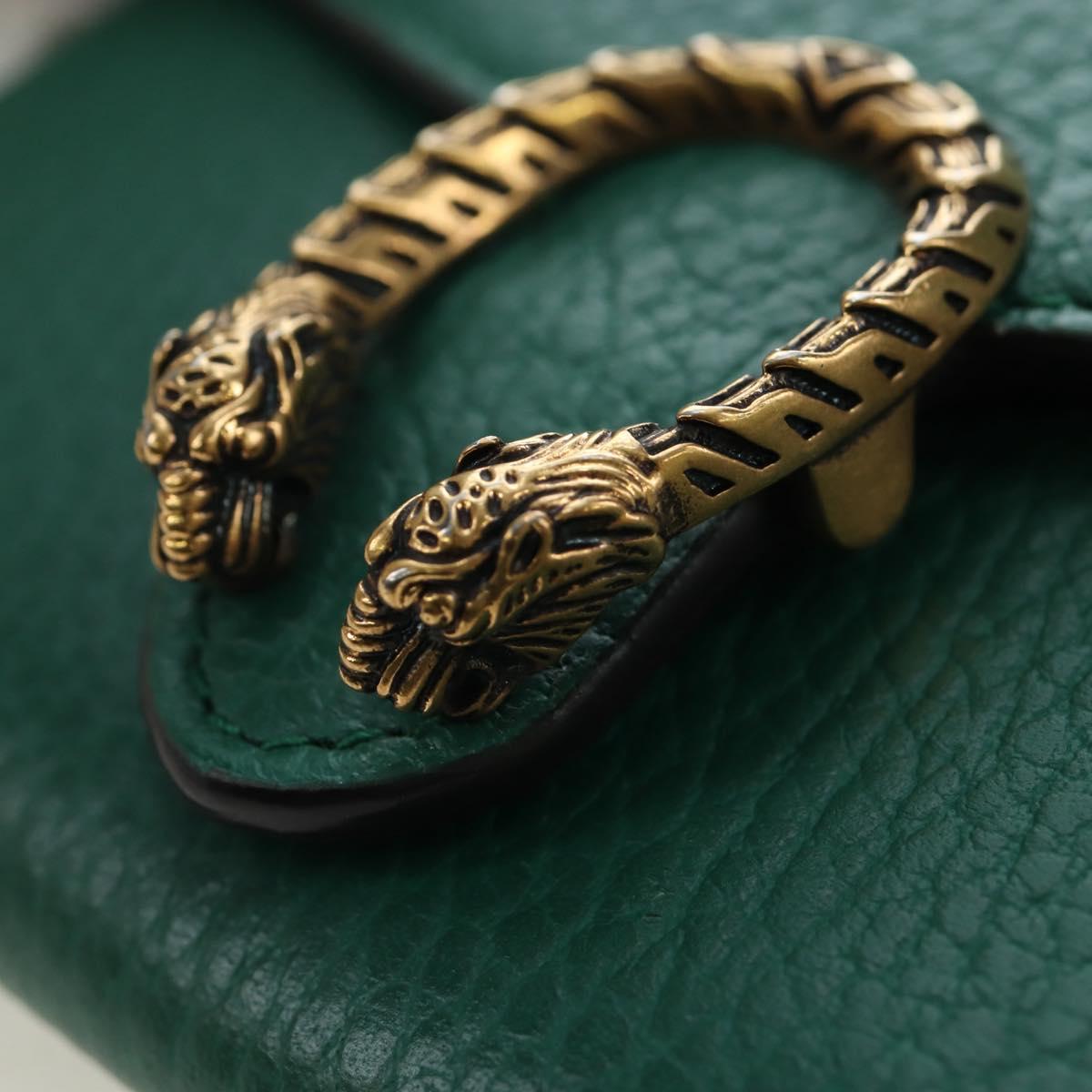 GUCCI Dionysus Chain Wallet Leather Green 574930 Auth 195913M