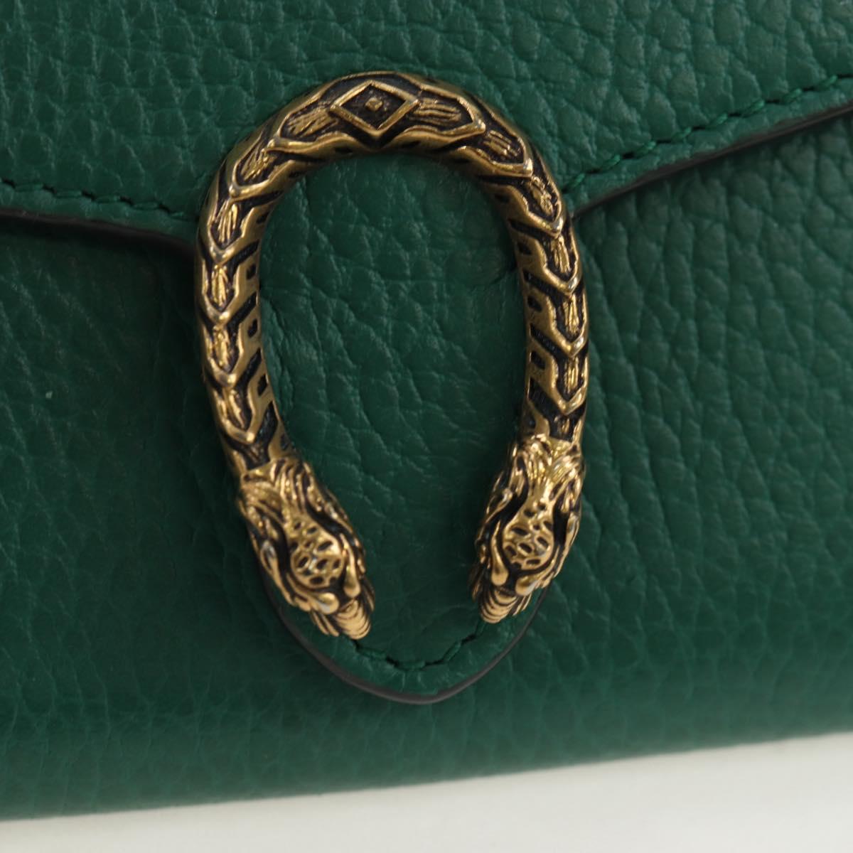 GUCCI Dionysus Chain Wallet Leather Green 574930 Auth 195913M