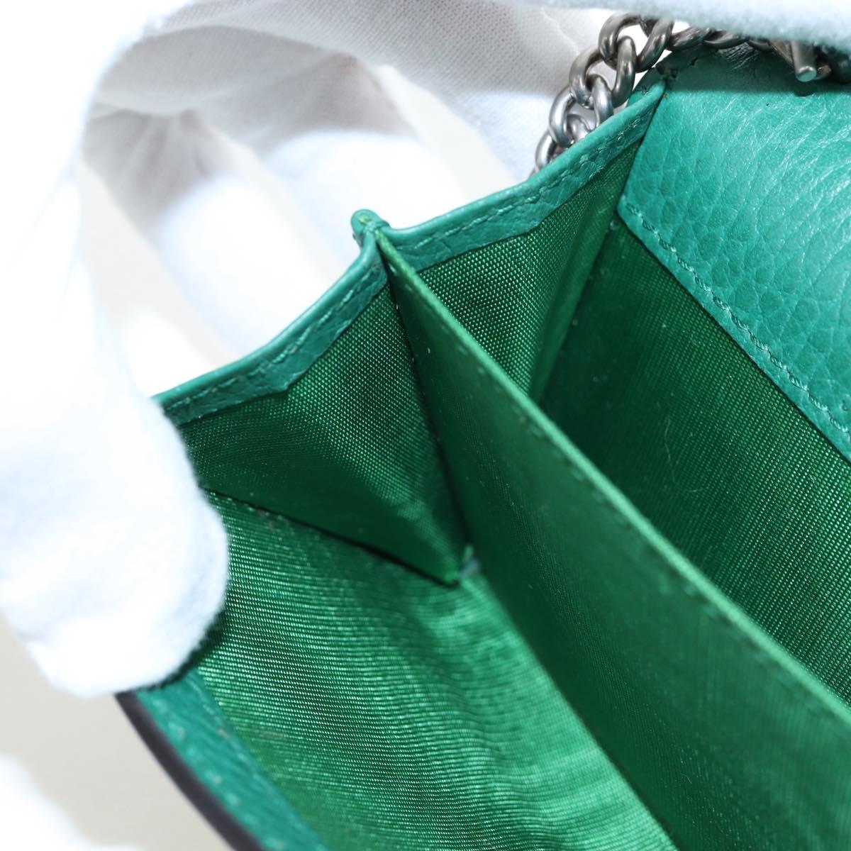GUCCI Dionysus Chain Wallet Leather Green 574930 Auth 195913M