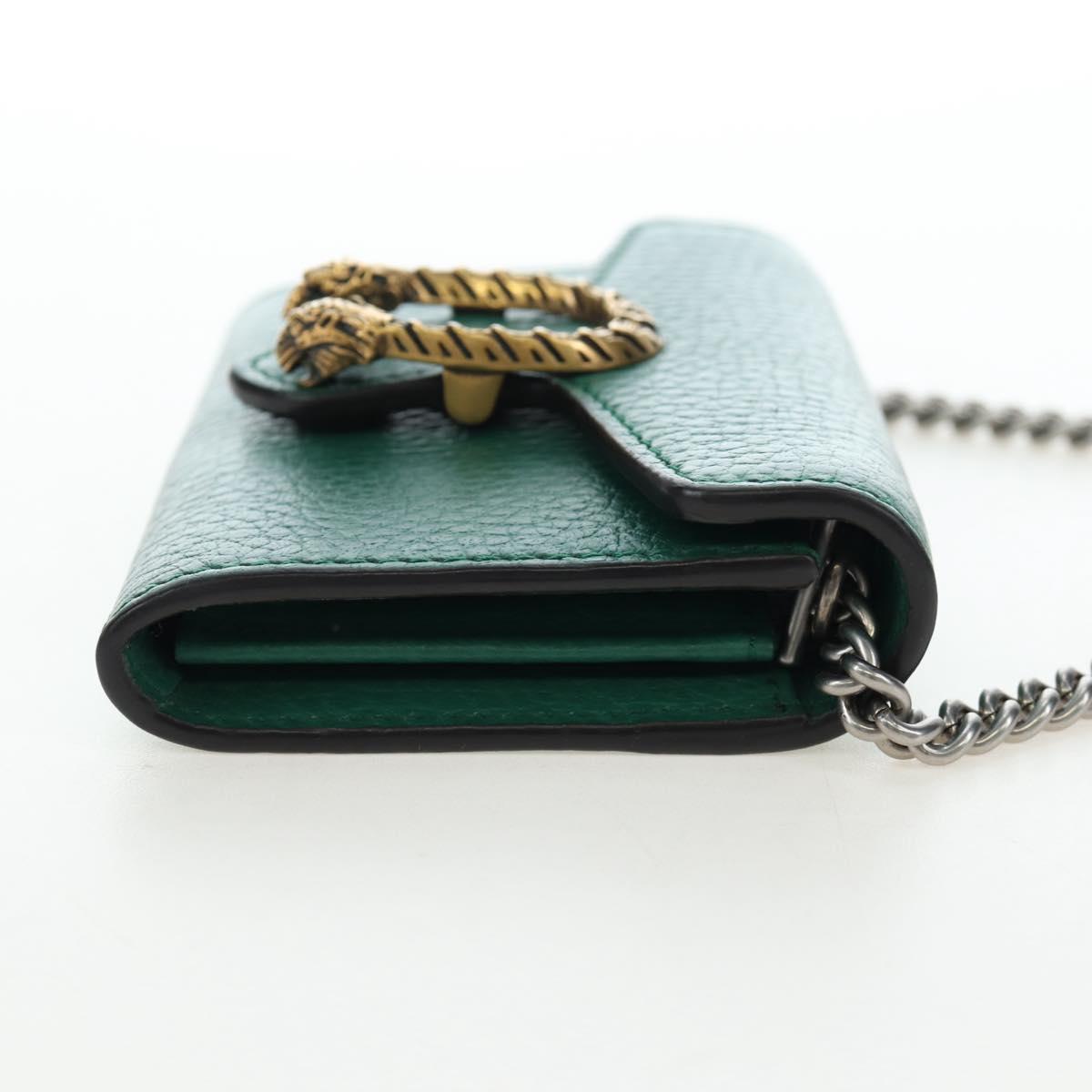 GUCCI Dionysus Chain Wallet Leather Green 574930 Auth 195913M