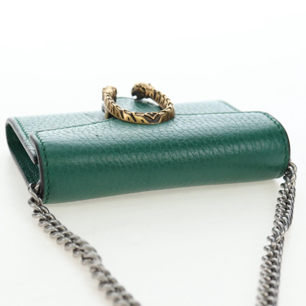 GUCCI Dionysus Chain Wallet Leather Green 574930 Auth 195913M