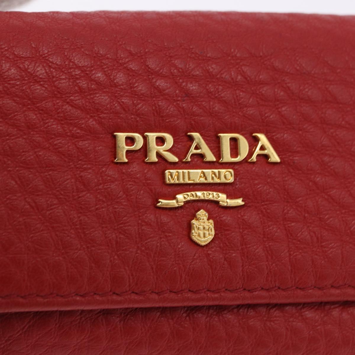 PRADA Key Case Vittero Dino Leather Red Auth 195914A