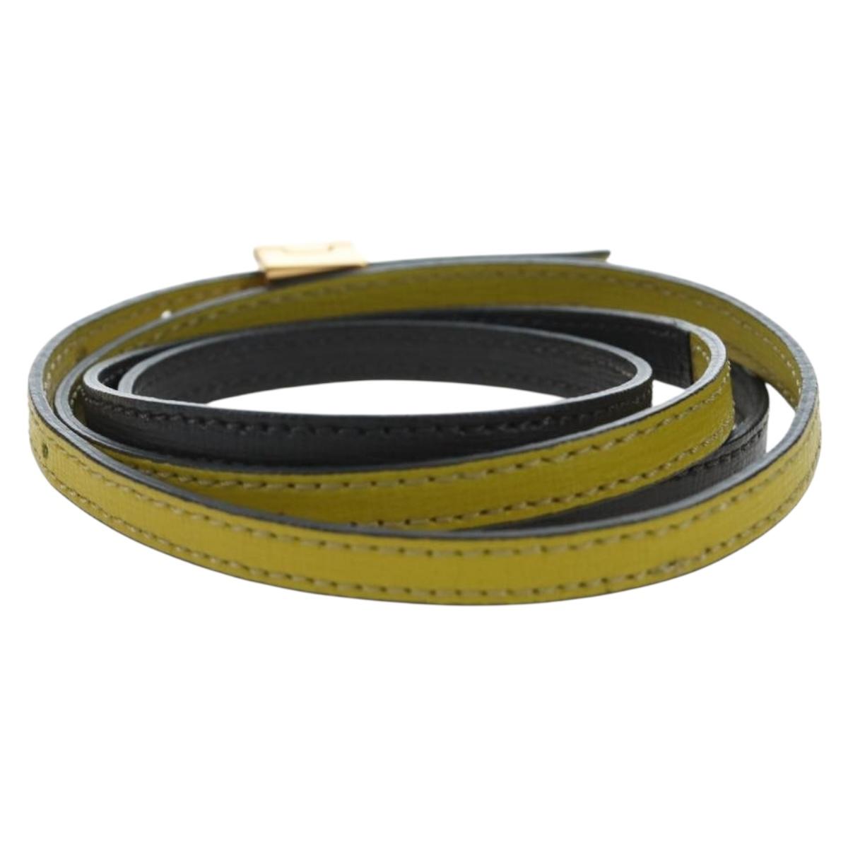 FENDI Bracelet Leather Gray Gold Auth 195915M